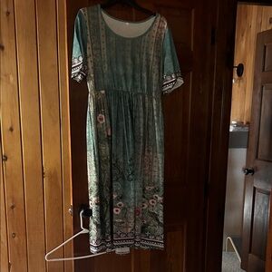 Chic Teal Floral Midi Dress